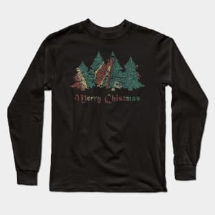 Chirstmas Pattern Tree Line Art Drawing Long Sleeve T-Shirt